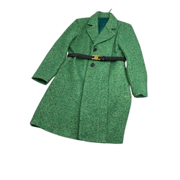 

autumn and winter temperament new tweed long organ pleated coat, Black