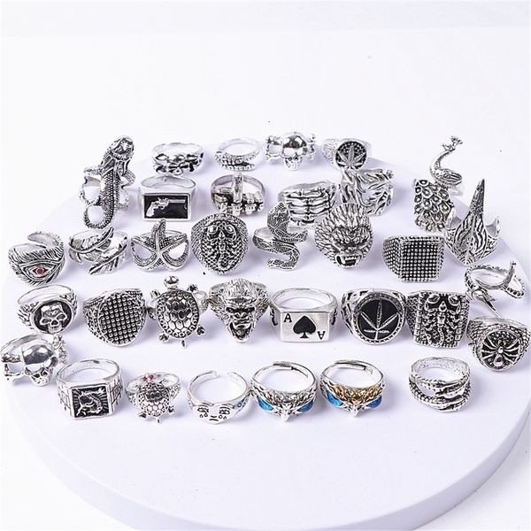 

band rings rings 50pcs lot punk gothic snake owl skull animal silver plated for women men mix style vintage jewelry party gifts l221206