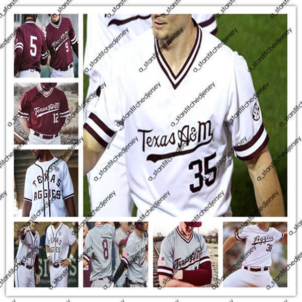 

college baseball wears custom 2020 texas a m aggies college jersey baseball will frizzell zach deloach hunter coleman bryce blaum austin bos, Black