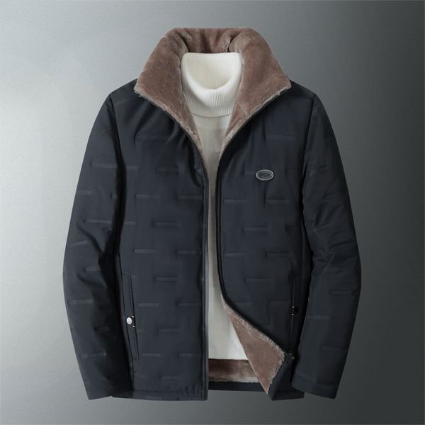 

men s down parkas winter men thick fleece jacket wool liner waterproof coat fashion casual male 221206, Black