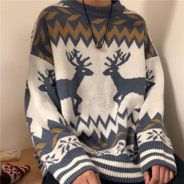 

women s sweaters winter oversize christmas kawaii women pulovers loose o neck casual korean couple outfit long sleeve 221206, White;black