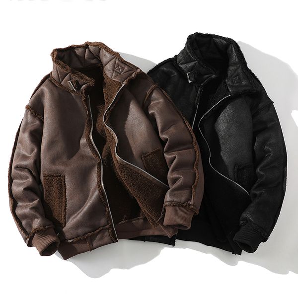 

mens down parkas streetwear harajuku warm winter coat fashion oversize parka korean puffer jacket womens wool 3xl 221207, Black