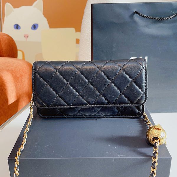 

classic golden ball mini flap shoulder bags quilted matelasse women solid color crossbody bags luxury designer cowhide gold-tone metal chain