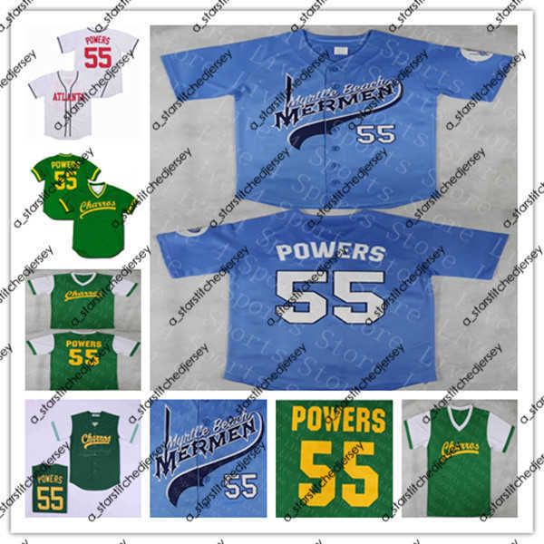 

baseball jerseys men kenny powers atlanta #55 baseball jerseys movie white green blue mexican charros stitched jersey size s-3xl, Blue;black