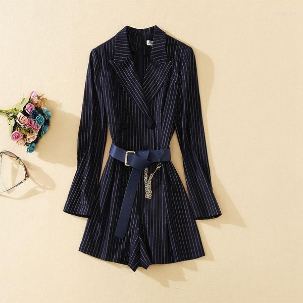 

casual dresses european american women bling playsuits notched striped slim party female with belt, Black;gray