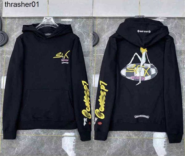 

men's hoodies designer sweatshirts hoodie chroms womens men's hooded flower front printed fashion brand hoodie, Black