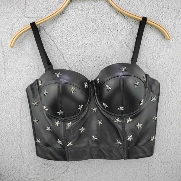 

pu small chest nail bead vest han fan dancer vest short open navel women's small sling, White