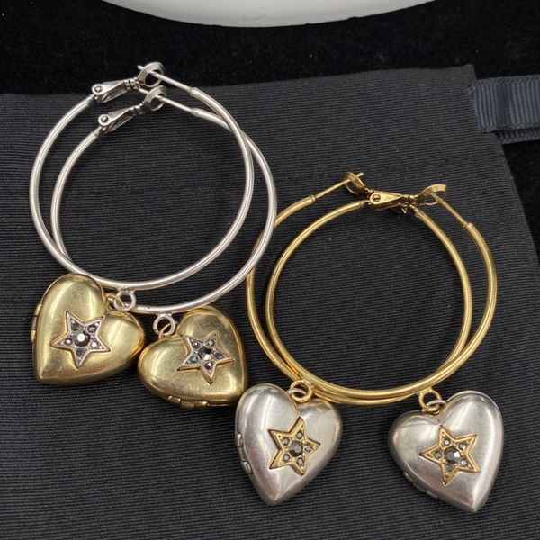 

hoop open love earring skeleton skull heart-shaped carving stars hoops earrings women hiphop rock punk jewelry designer me3 --02, Golden;silver