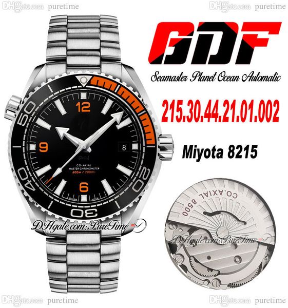 

gdf planet miyota 8215 automatic mens watch ceramic bezel with orange rubber bezel black dial stainless steel bracelet 215.30.44.21.01.002 p, Slivery;brown