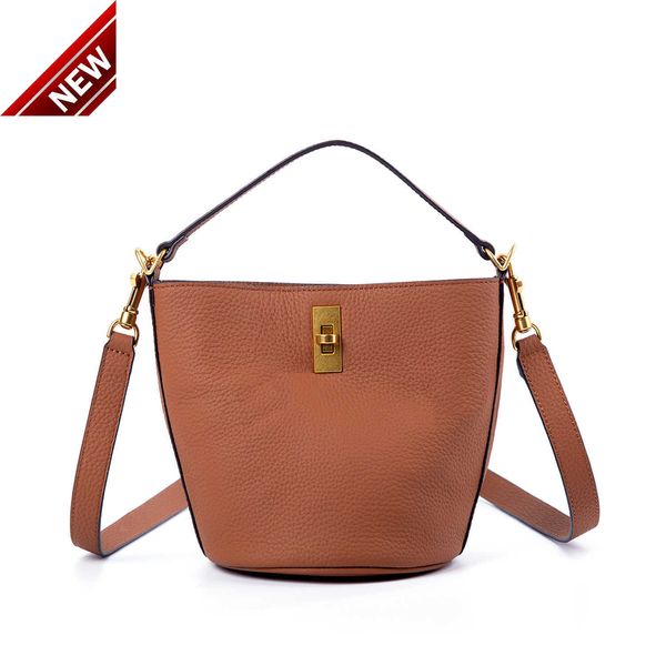 

women's designer bags arc de triomphe women's bucket lock layer lychee grain cow leather messenger hand factory direct sales