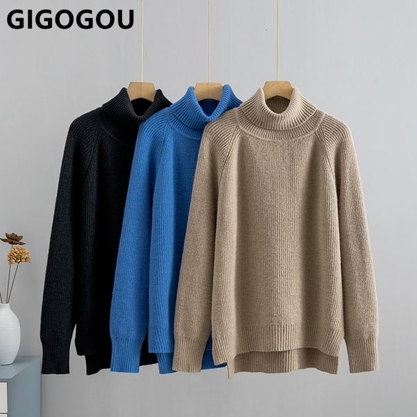 

women's sweaters gigogou oversized cashmere women winter thick wool warm jumper fashion loose casual lady turtleneck 221206, White;black