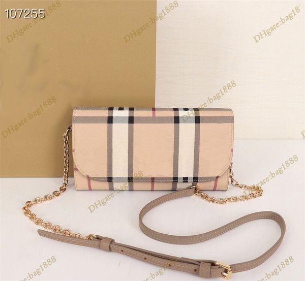 

luxury designer women's bag classic pony plaid stripe leather wallet horizontal square flap business card holder chain one shoulder cro