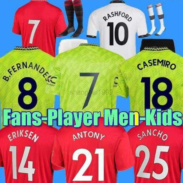 

fans tees 22 23 sancho soccer jerseys antony martinez rashford casemiro eriksen mans utds 2022 2023 football shirt men uniforms martial b., Black