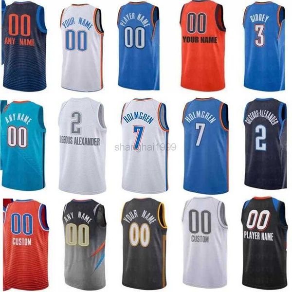 

basketball jerseys college basketball wears chet 7 holmgren thunde shai 2 gilgeous alexander 3 josh giddey 17 pokusevski darius luguentz dor, Black