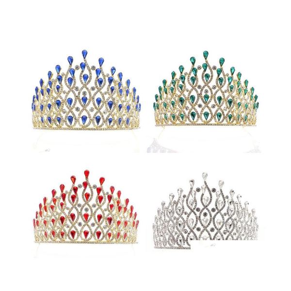

wedding hair jewelry luxury mtilayers drop royal king wedding crown bride tiaras hair jewelry crystal diadem prom party pageant acce dhgsv, Slivery;golden