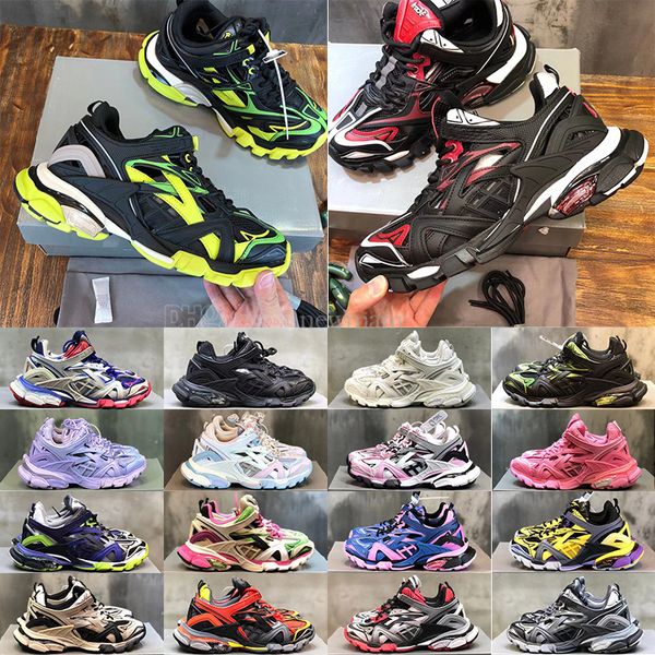 

running shoes track 2 sneakers designer men women tracks 4.0 black white breathable mesh nylon cloth embossed leather sneaker trainer balenc