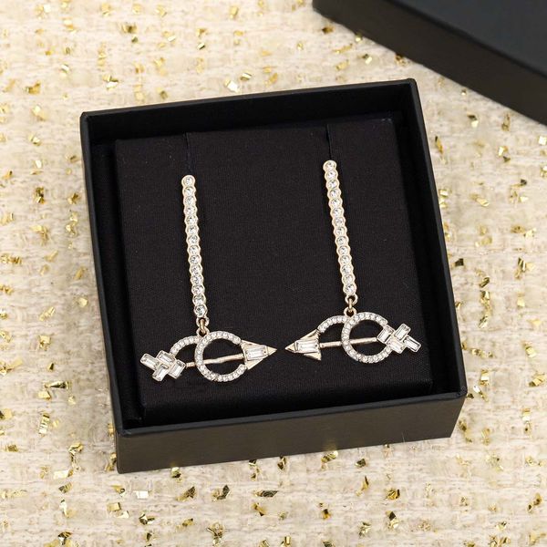 

2023 luxury quality charm drop earring wit sparkly diamond in 18k gold plated have box stamp ps7390a, Golden