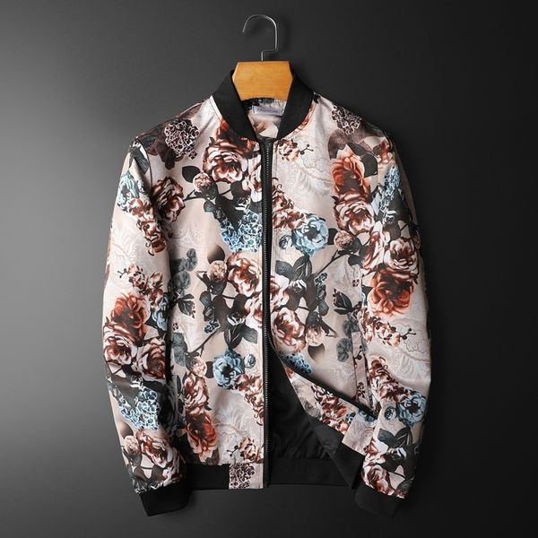 

men's jackets 18 colors spring and autumn boutique print casual stand collar social street male coat 5xl bomber clothing 221206, Black;brown