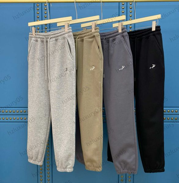 

women pants logo embroidery stretch high waist drawstring loose trouser cotton fabric add fleece and thicken pant sports joker woman apparel, Black;white