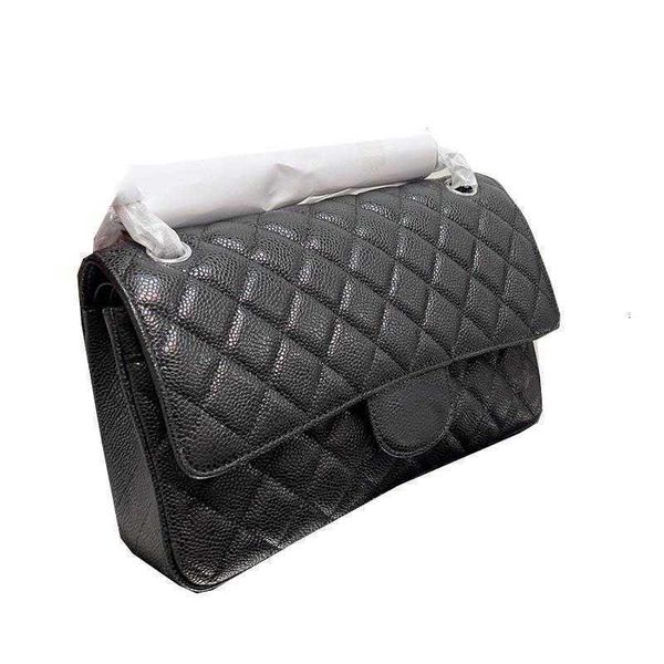 

cc bag wallets 2022 women black classic double disc caviar quilted leather handbag silver/gold metal hardware matelasse chain crossbody shou, Red;black