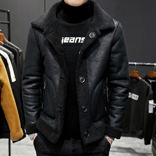 

men's wool blends brand clothing men winter keep warm woolen coats granular woollen cloth double sided jackets plus size s-4xl 221206, Black