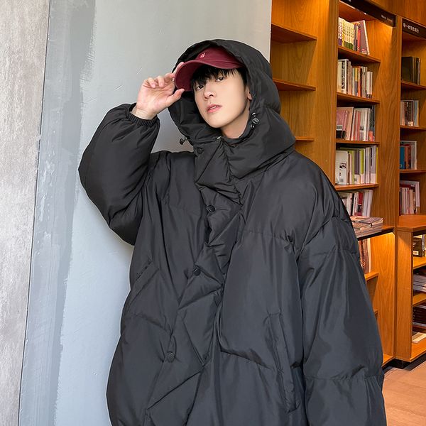 

mens down parkas loose fit puffer jackets with hood for winter fashion trends oversized streetwear teen plus size bubble coats male clothing, Black