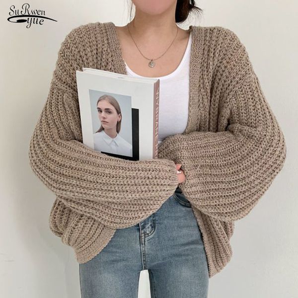 

women's knits tees cardigan knitted sweater casual korean vintage harajuku lantern sleeve autumn coat lazy wind y2k 23328 221206, White