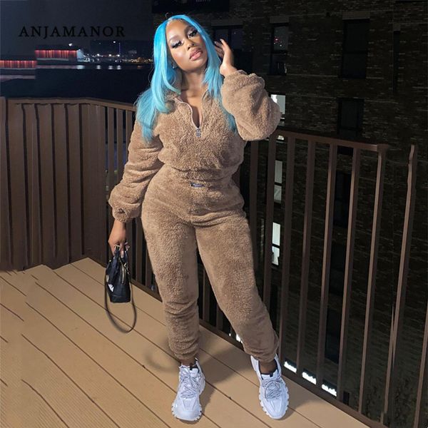 

women s two piece pants anjamanor winter outfits thick warm fleece sweatsuits for women sweatpants and hoodie set jogging suits d89 ee48 221, White