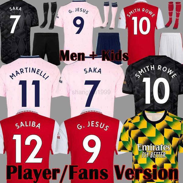 

fans tees fans player version soccer jerseys saliba gunners 22 23 martinelli g. jesus 2023 smith rowe arsen jersey saka all football shirt, Black