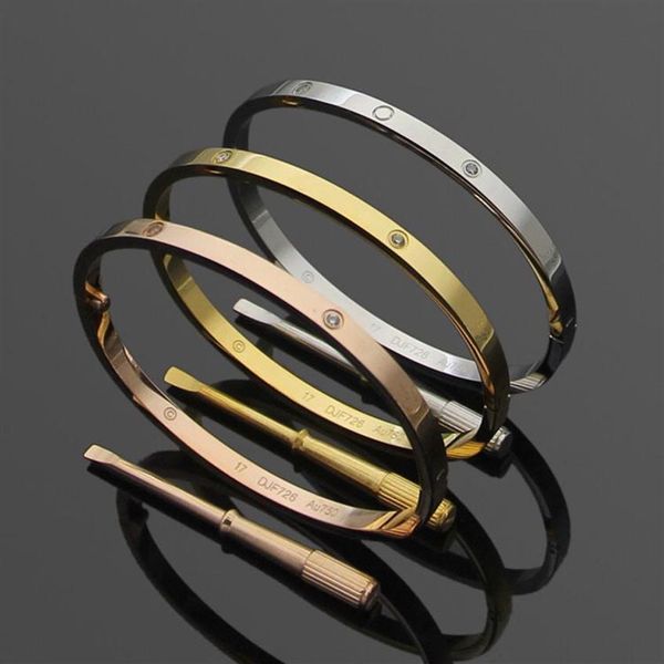 

2021 narrow bracelet love design for women wedding and engagement jewelry gift in three colors plated have correct stamp ps4306269n, Golden;silver