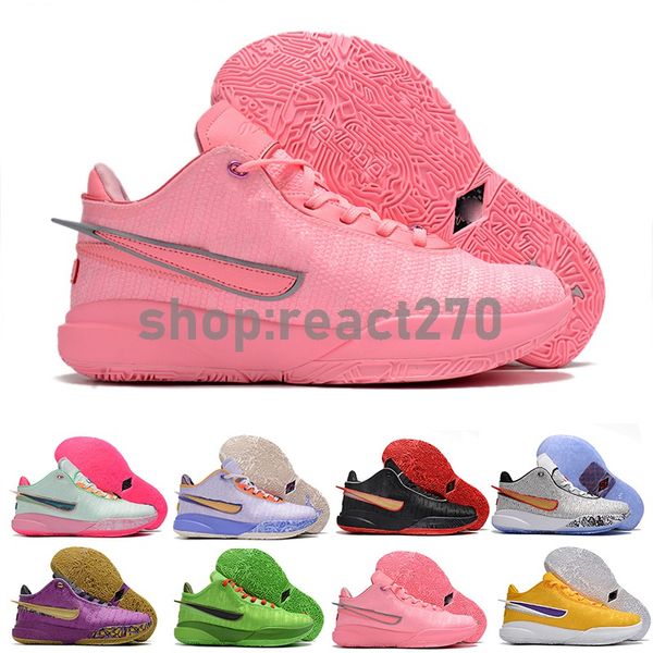 

men xx basketball shoes lebrons 20 barely green vivid purple pink frost summit white metallic pewter time machine oreo trinity sneakers chri