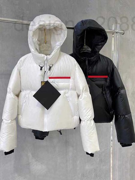 

women's down & parkas designer womens new fashion crop puffer jacket 2022 winter hooded short white duck jaqueta puffer feminina zn176, Black