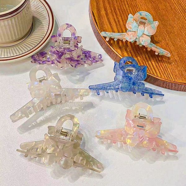 

high-grade acetate butterfly cross hair claw for women elegant long thick hairclips fashion hair accessories, Slivery;white
