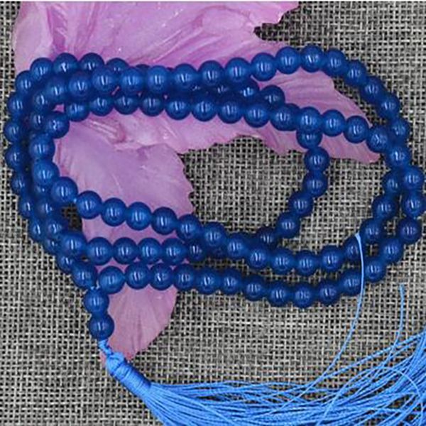 

6mm tibetan buddhism 108 apatite stone prayer bead necklace, Silver