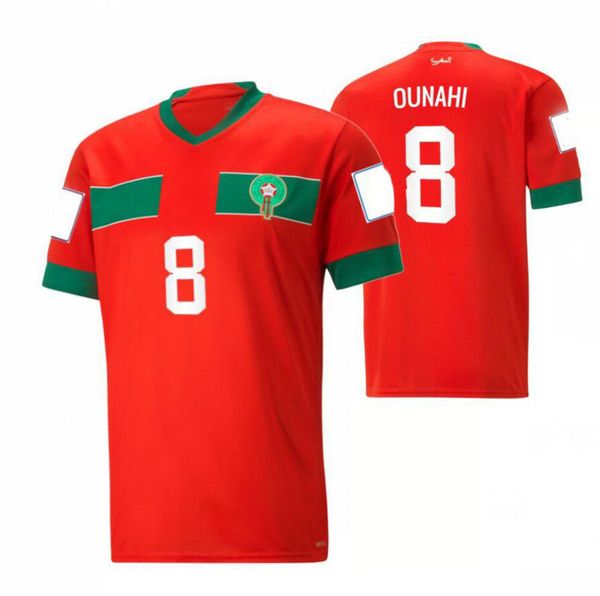 

8 ounahi 22-23 morocco soccer jerseys 2022 world 22-23 national thai quality jersey belhanda 10 boufal 9 ziyech 7 benatia 5 boutaib 13 bouss, Black;yellow
