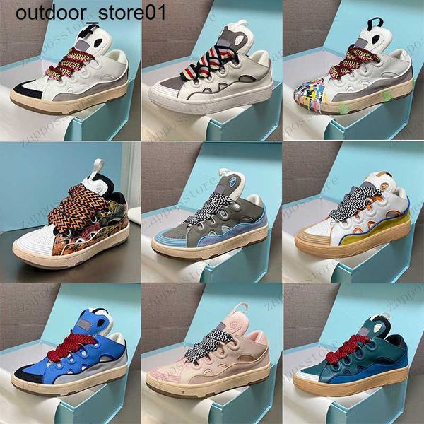 

dress shoes with og box luxury designer lanvins casual shoes men women lace-up nappa platformsole sneakers leather curb dept sneaker comfort, Black