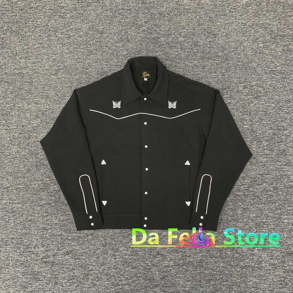 

men's jackets black needles jacket men women 1 1 vintage classic butterfly embroidered needles awge coats inside tag label t221206, Black;brown