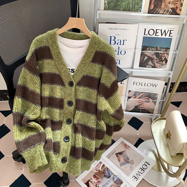 

women s knits tees green sweaters cardigan autumn winter knitted jackets long sleeve v neck buttons oversized cardigans 221206, White