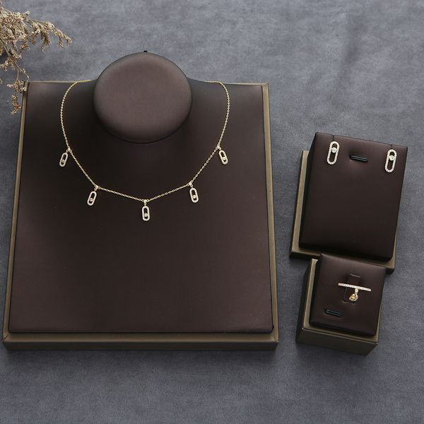 

wedding jewelry sets trendy dainty initial necklace earring ring 3pcs stackable for women girlfriend wife gift pendientes mujer moda hxn013, Slivery;golden