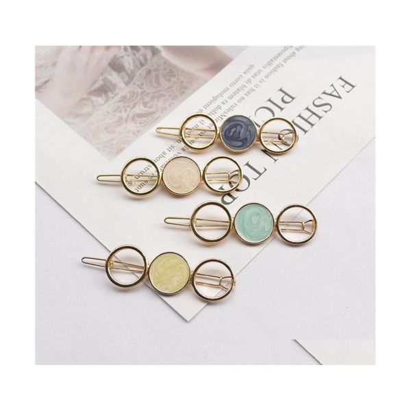 

hair clips barrettes barrettes jewelry drop delivery 2021 korean round star clips for women vintage geometric alloy hairband elega dhhye, Golden;silver