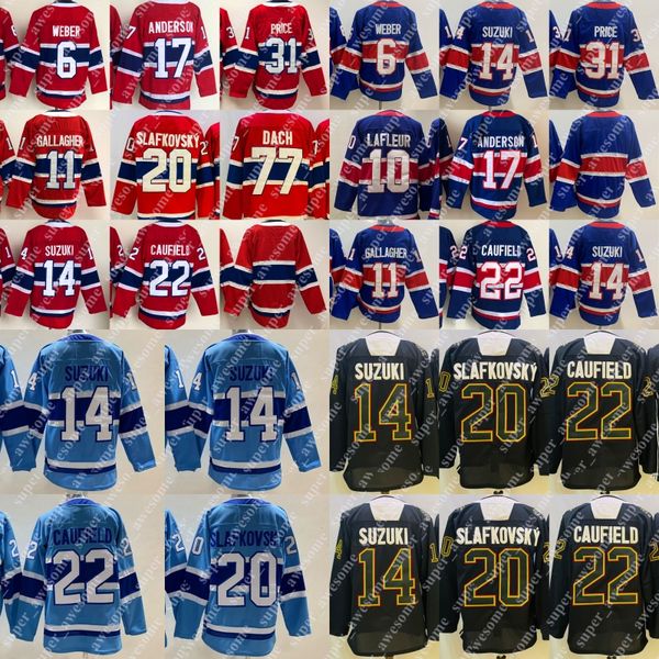 

14 nick suzuki jersey juraj slafkovsky cole caufield kirby dach brendan gallagher josh anderson carey price hockey jerseys youth red stitche, Black;red