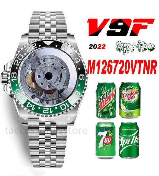 

v9f v4 gmt ii a3285 automatic mens watch sprite black green ceramic bezel 904l oystersteel bracelet left hand crown same serial card super, Slivery;brown