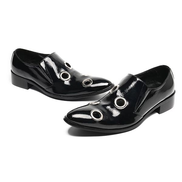 

classic black patent leather pointed toe men formal shoes plus size wedding prom dress shoes man slip on casual business shoes