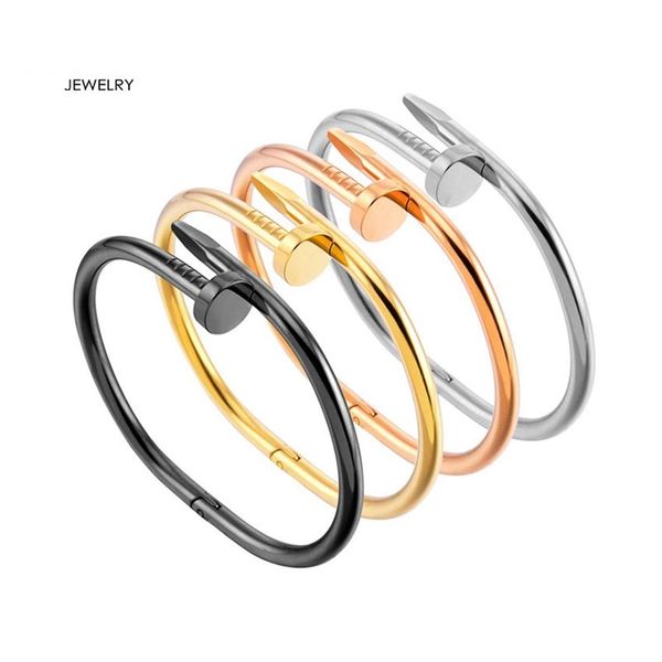 

fashion men gold bracelet bangle jewelry women bracelets 316l stainless steel love gold-plated never fade not allergic nail good g277u, Black