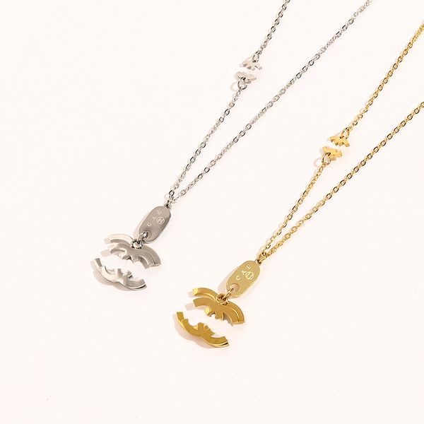

designe steel seal necklaces luxury brand jewelry necklace fashion design accessories couple 18k gold plated necklace women's long chai, Silver