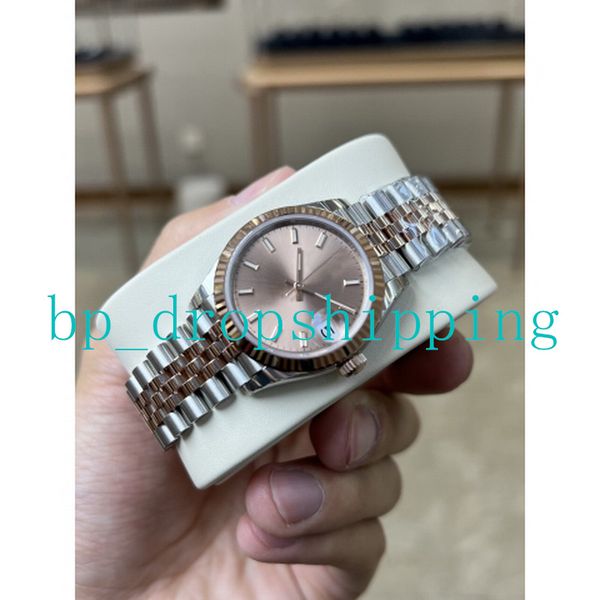 

super quality watch women 31mm mechanical automatic two tone rose gold stainless case watchband sapphire jubilee sapphire glass wristwatches, Slivery;brown