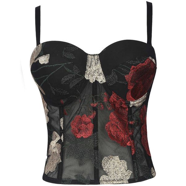 

women's french court bodice casual vest open back embroidered flower long suspender, White