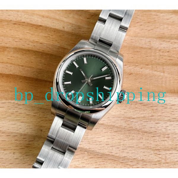 

2023 new style watch women automatic mechanical 31mm smooth bezel stainless steelfine steel watchband female luminous wristwatches, Slivery;brown