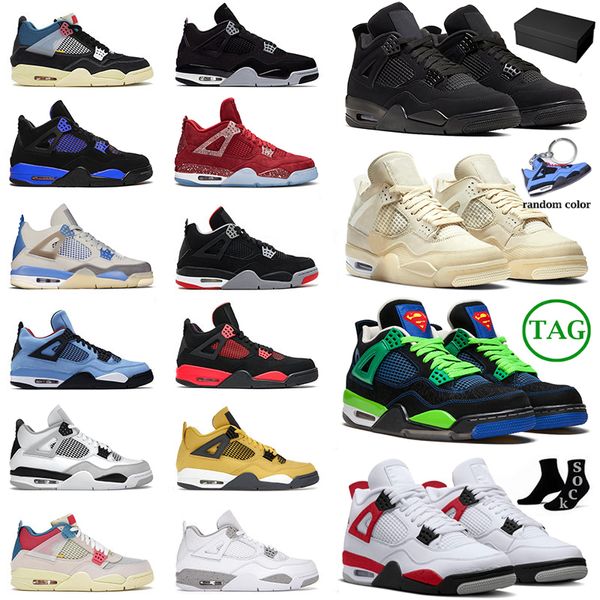 

with box jumpman 4 4s iv basketball shoes men women j4 red cement sb bred off whites midnight navy blue thunder military black cat toro snea