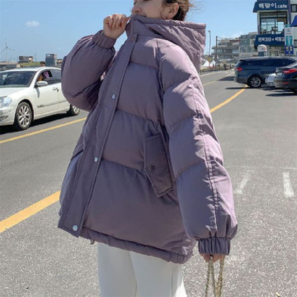 

women s down parkas fashion warm jacket hooded coat loose cotton padded jackets female winter casual parka ladies outerwear 221206, Black